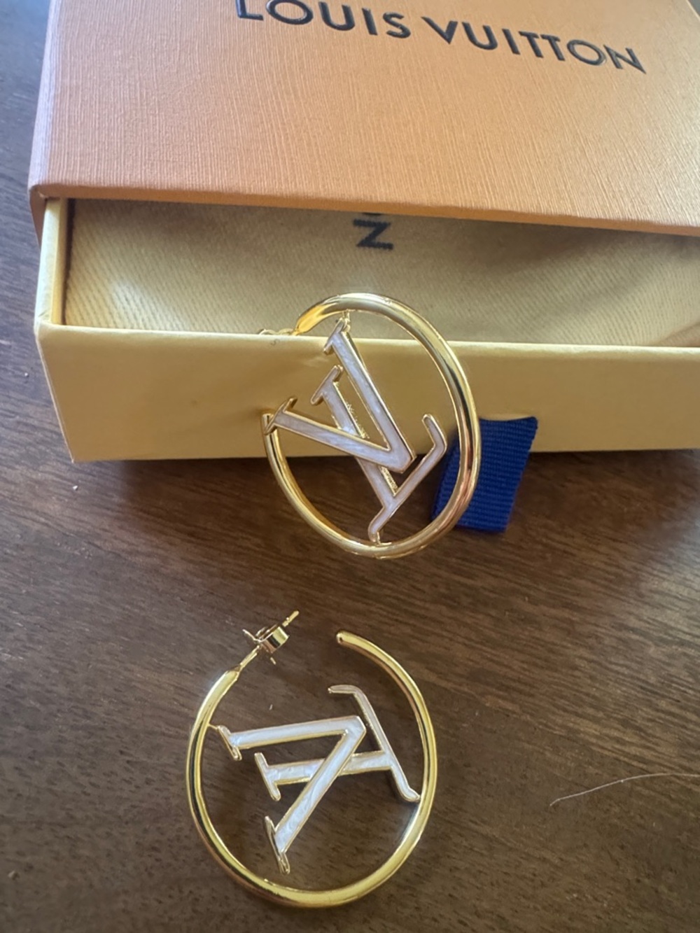 Gold Double Hoop Clip-On Earrings Lv